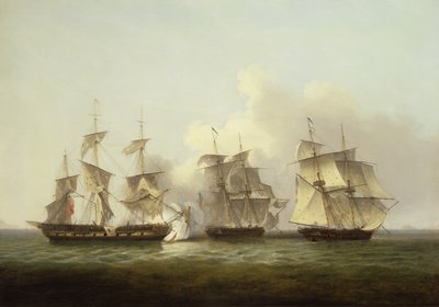 HMS Gore in Action With the French Brigs Palinure and Pilade by Thomas Luny